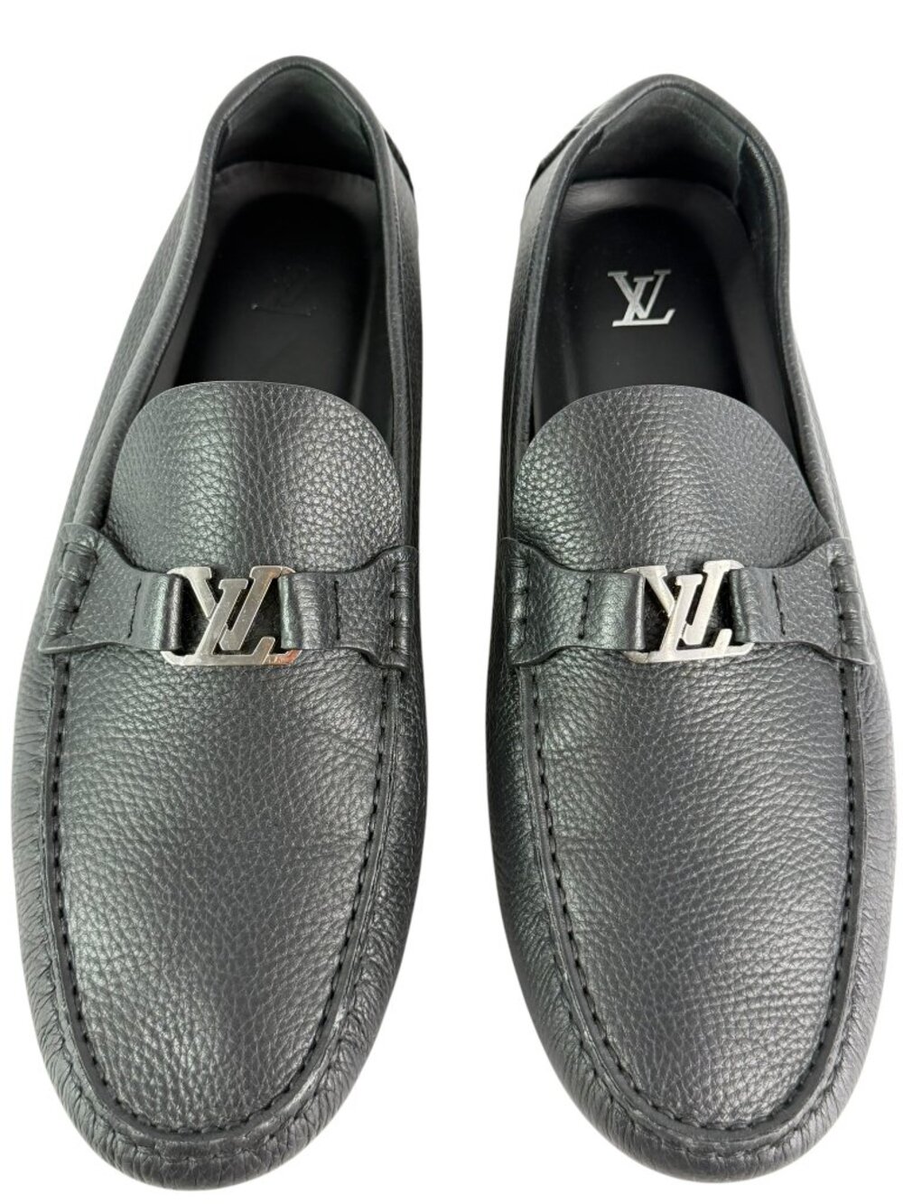 LOUIS VUITTON Black Leather Silverstone Moccasin Loafers 10UK- 11US